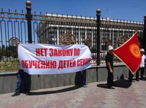 В Бишкеке митингуют против сексуального образования школьников